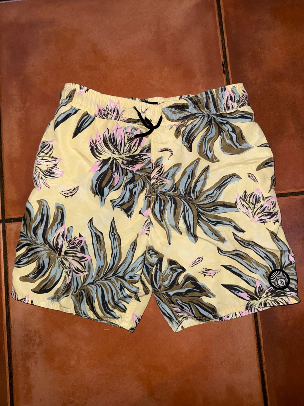 Volcom Yellow Floral‎ Boys' Swim Trunks